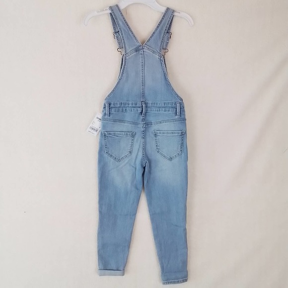 OshKosh Girls Overalls 4 Blue Cotton Denim‎ Overall Jeans Distressed Light Wash - Picture 2 of 11